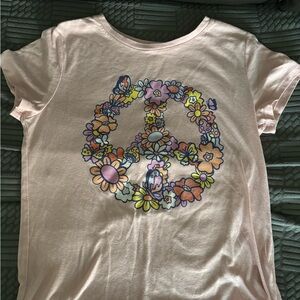 Old Navy Pink Floral Peace Sign Graphic Tee